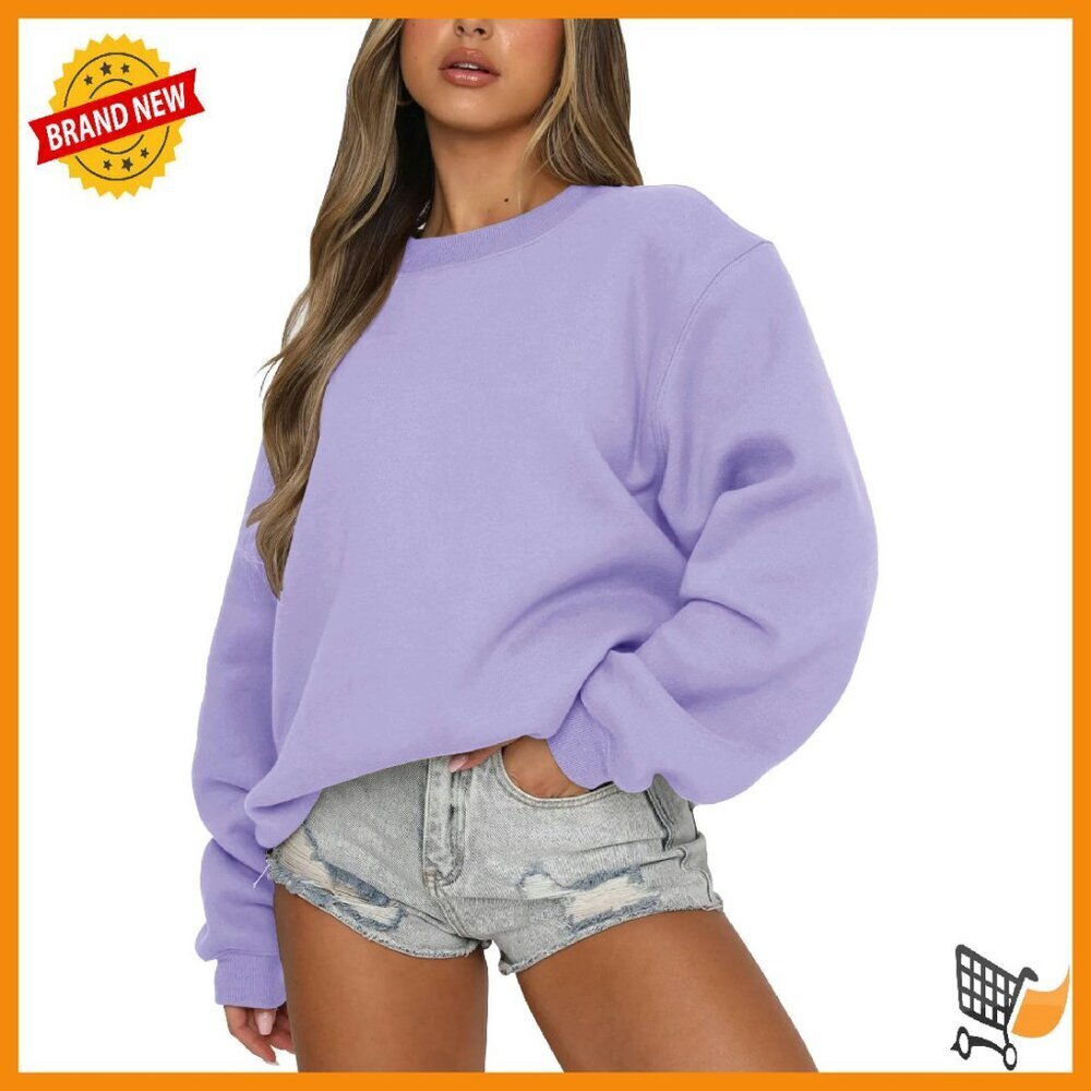 Oversized Crewneck Sweatshirt Polyester Cotton Loose Fit Long Sleeve